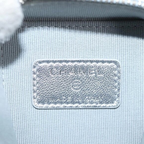 CHANEL Matelasse Chain Shoulder Bag Lamb Skin Silver CC Auth MX038AM - Picture 10 of 16